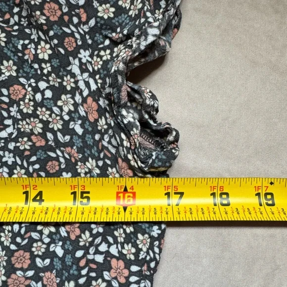 Rails Kiki Mini Dress Black Floral Tie Waist Ruffle Hem Prairie Cottagecore S - Picture 15 of 16